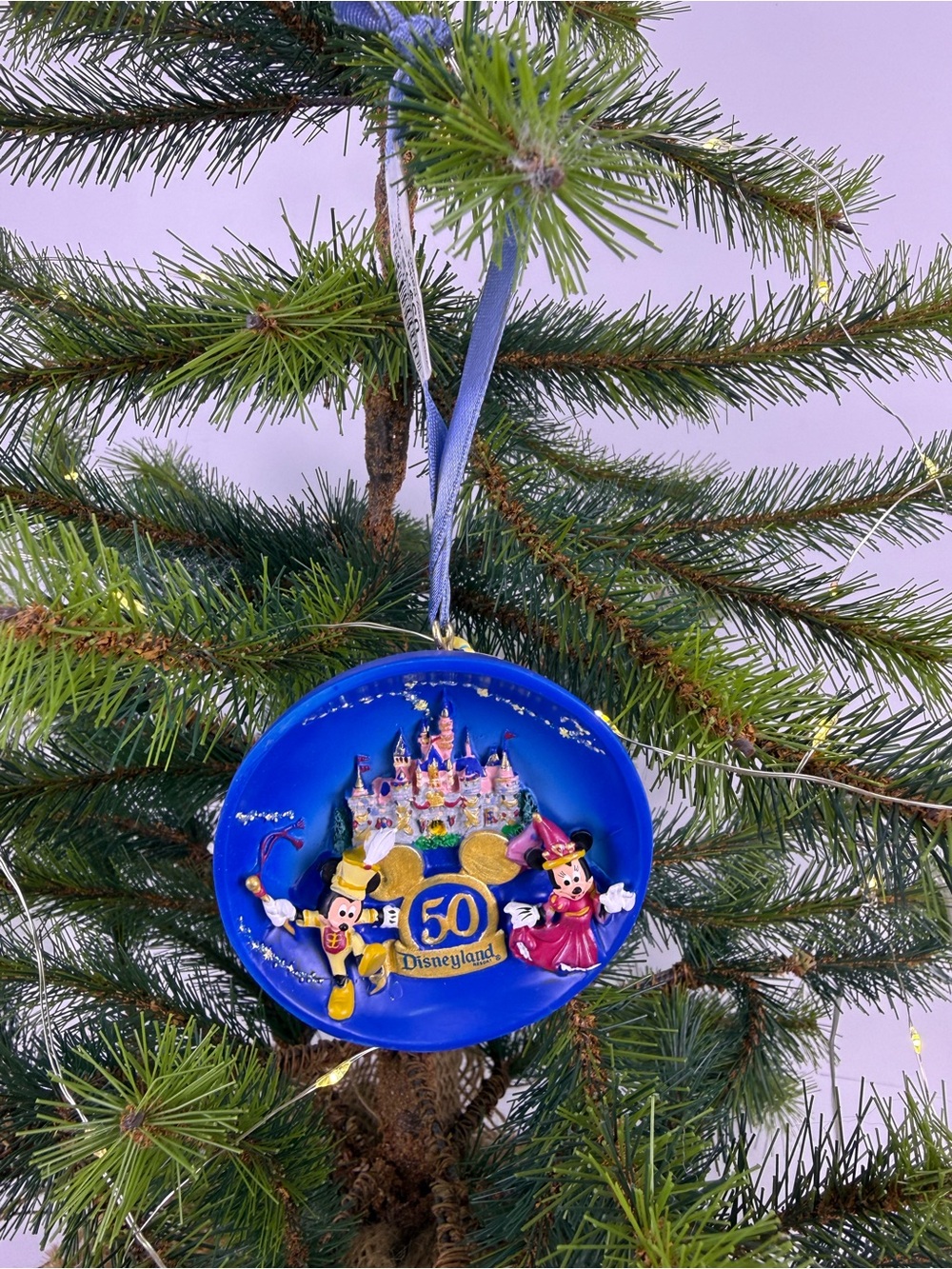 Disneyland 50th Anniversary Christmas Ornament Mickey Minnie Tinker Bell NWT